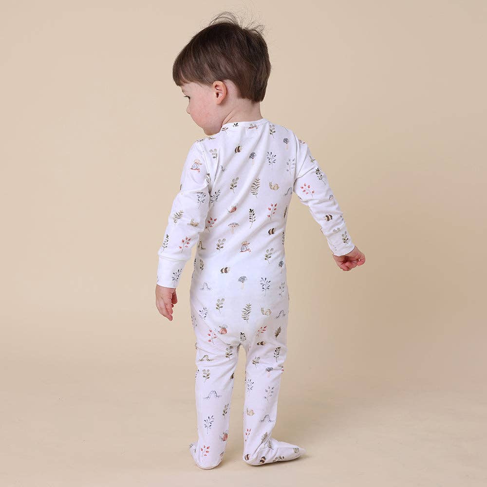 Organic Cotton Snuggle Hunny Sleepsuit - Garden Friends
