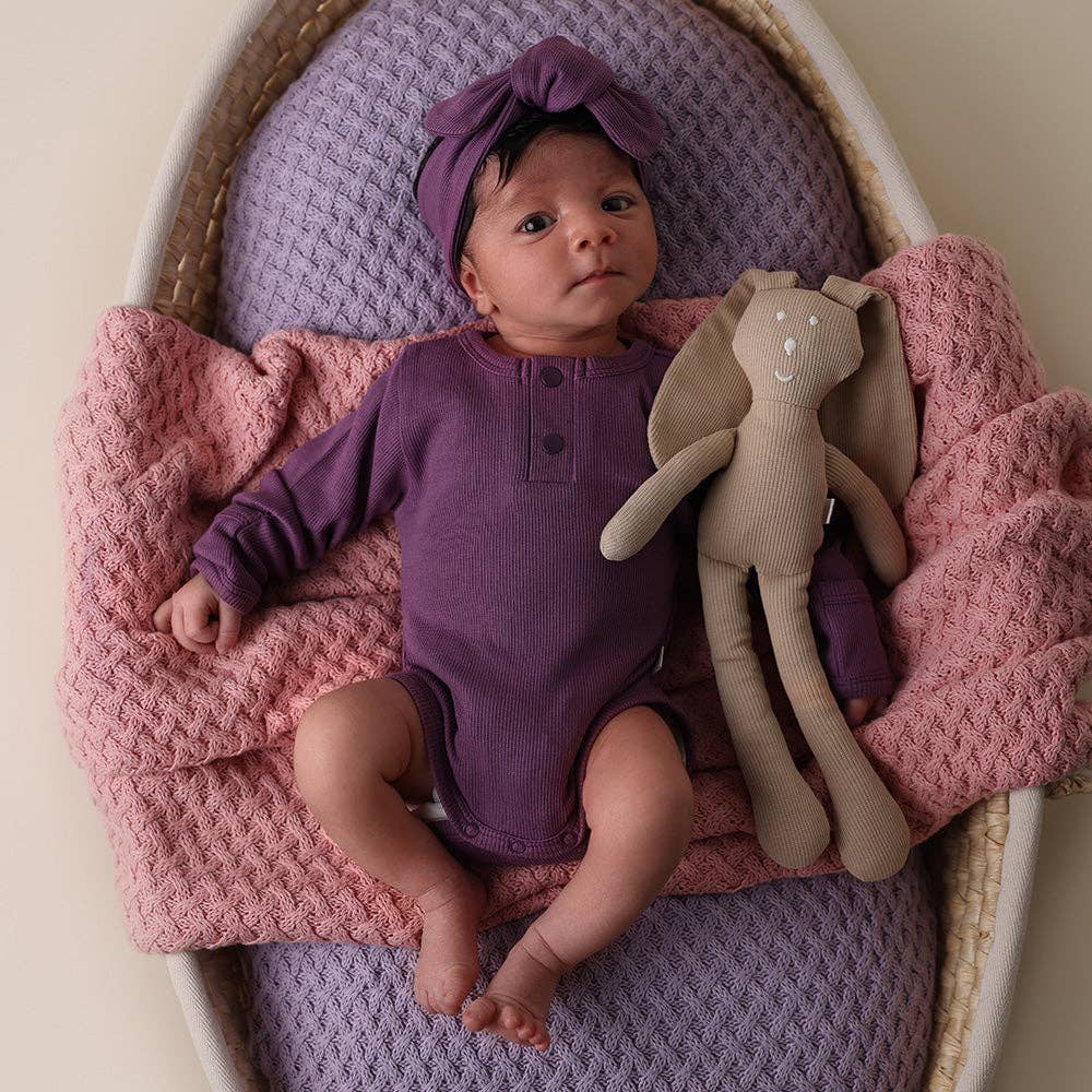 Long Sleeve Organic Cotton Snuggle Hunny Bodysuit - Mulbery
