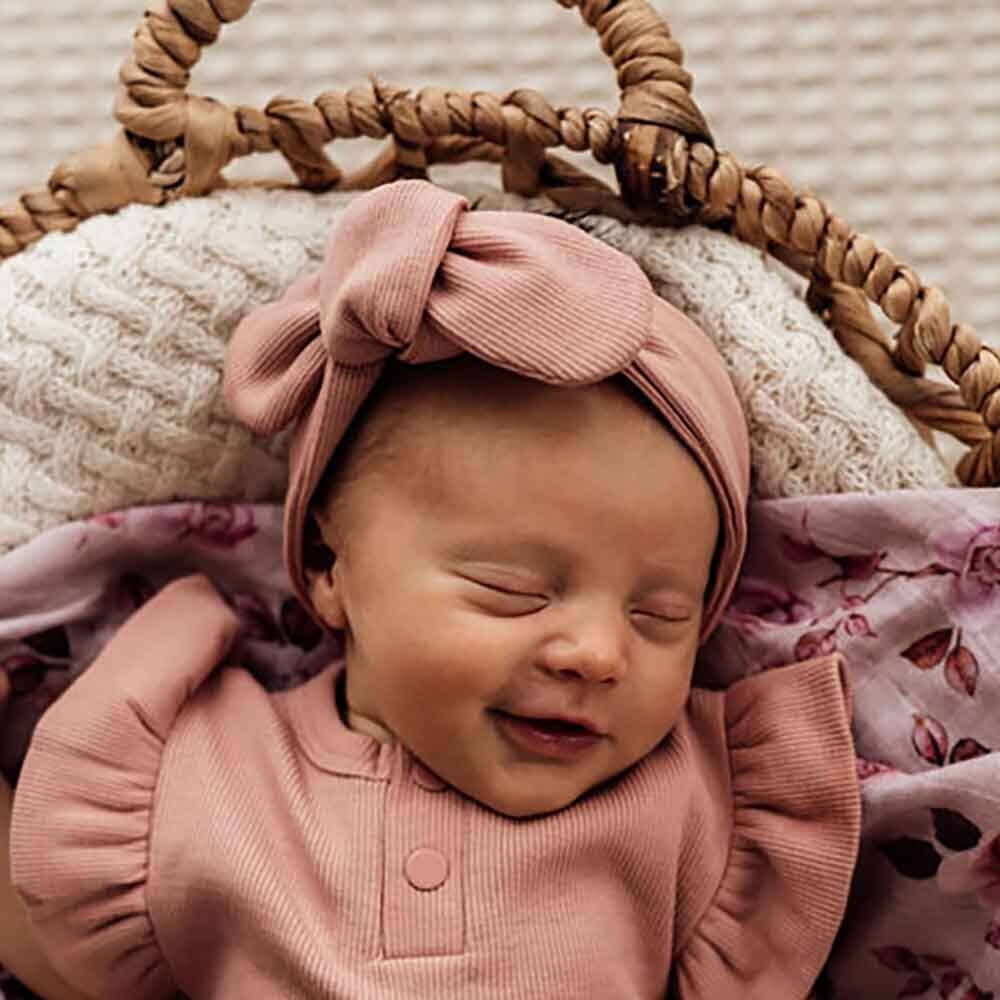 Organic Cotton Topknot Headband - Rose