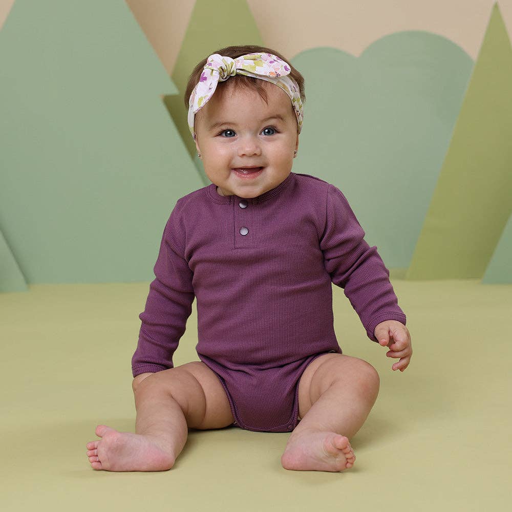 Long Sleeve Organic Cotton Snuggle Hunny Bodysuit - Mulbery