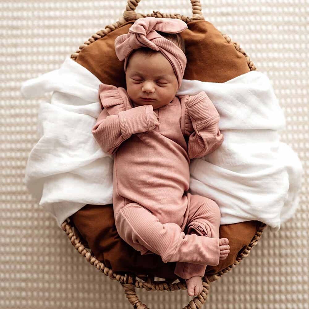 Organic Cotton Snuggle Hunny Sleepsuit - Rose