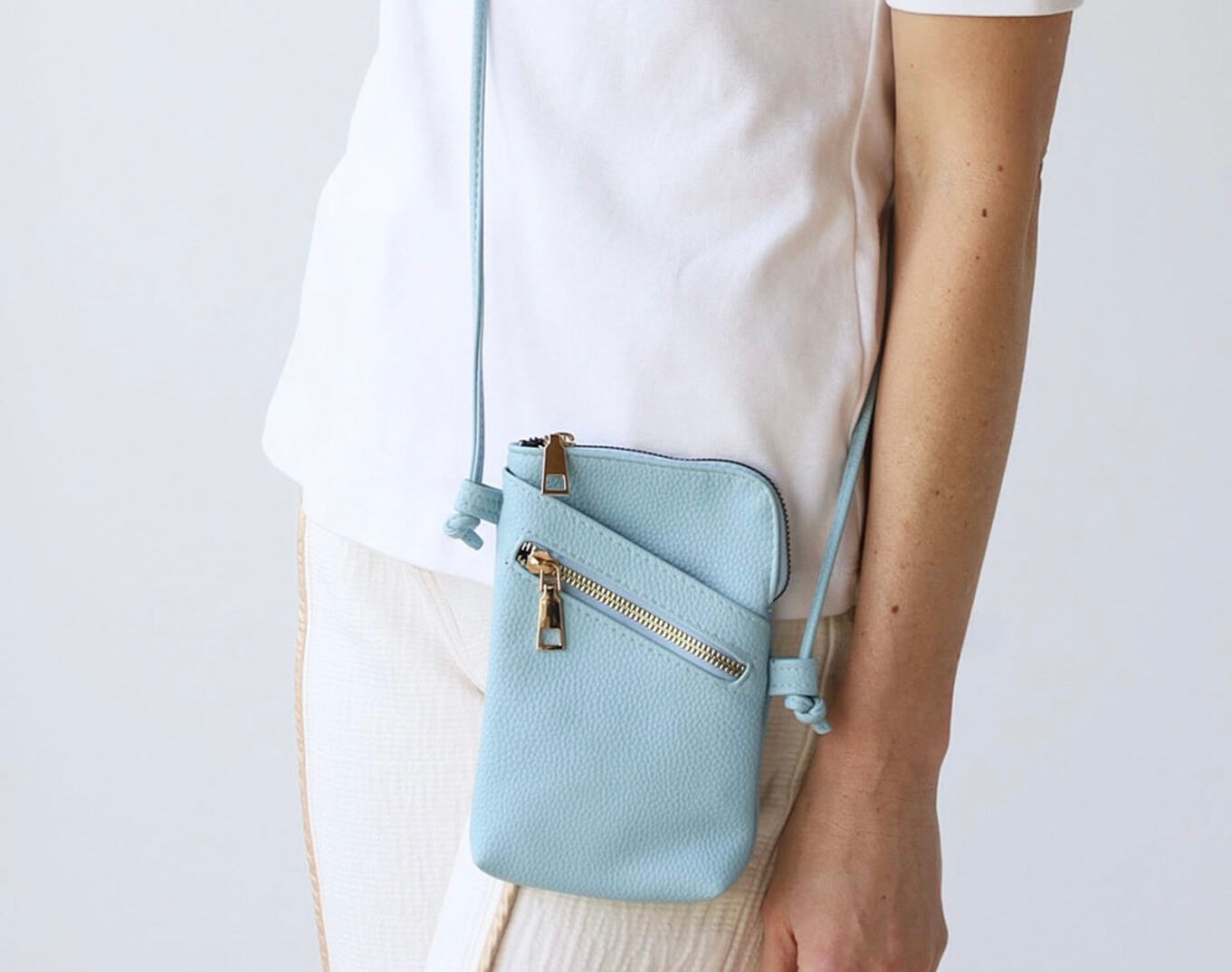 Cross Body Shoulder Bag - Pale Blue