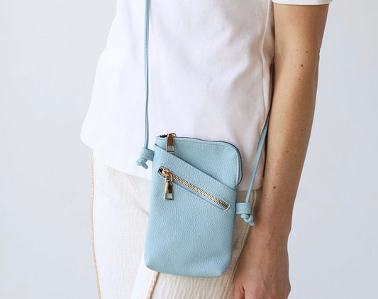 Cross Body Shoulder Bag - Pale Blue