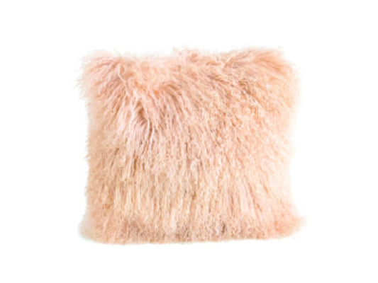 Tibetan Sheepskin Cushion - Rose
