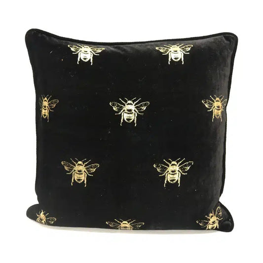 Black Velvet Bee Cushion - Le Forge