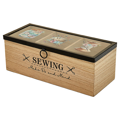 Wooden Sewing Box - Buttons and Pins