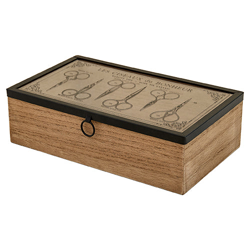 Wooden Sewing Box - Scisssors