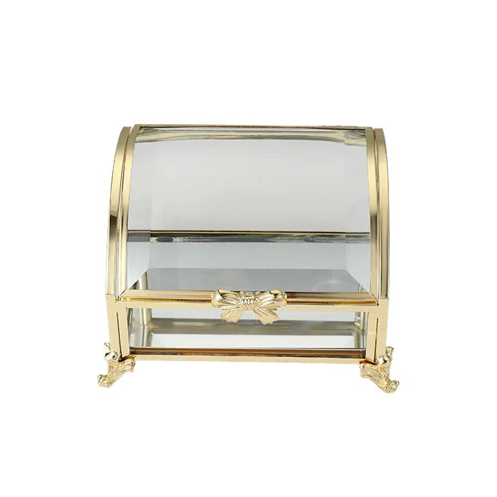 Glass and Gold Curved Jewellery Box