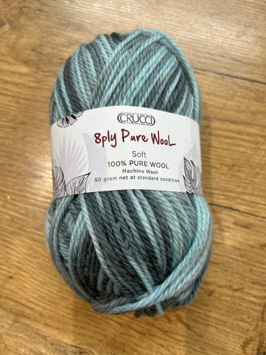 Crucci Pure Wool 8ply – Green Print