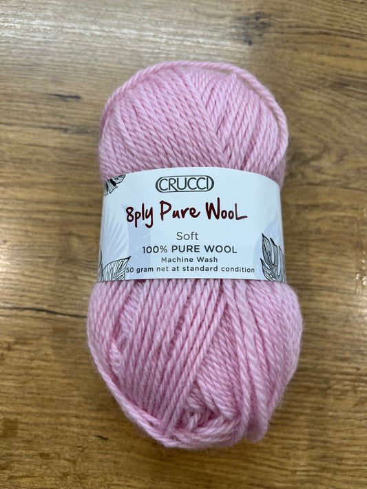 Crucci Pure Wool 8ply – Pale Pink