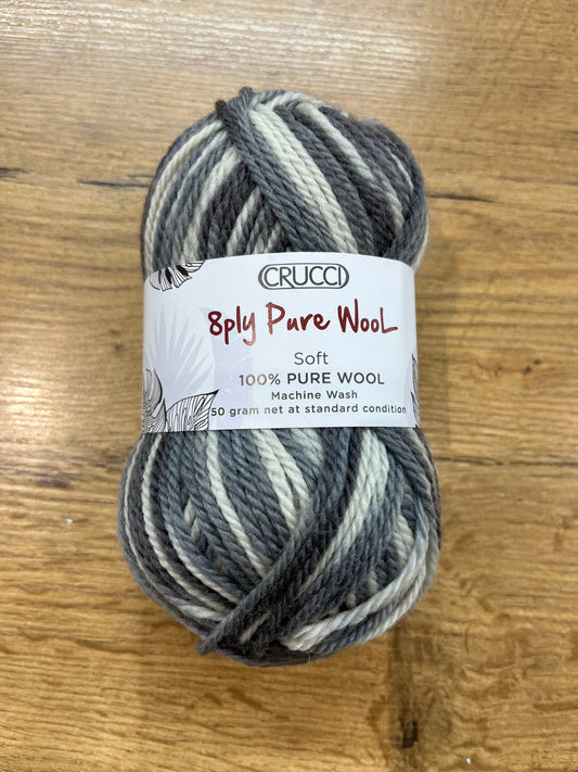 Crucci Pure Wool 8ply – Charcoal Print