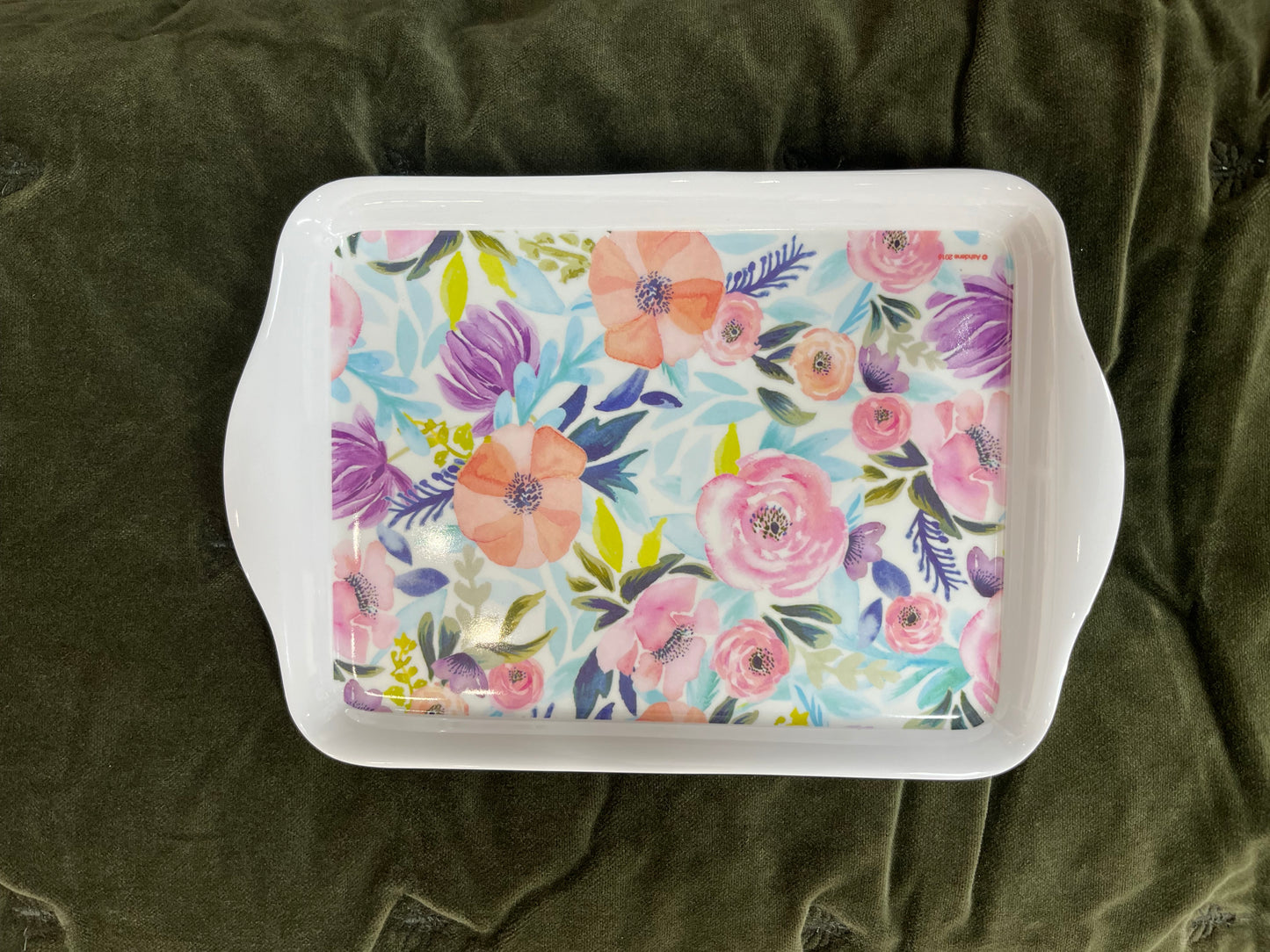 Seasons in Bloom Scatter Tray - Teal and PInks