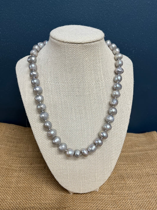 Genuine Freshwater Pearl Necklace - Grey