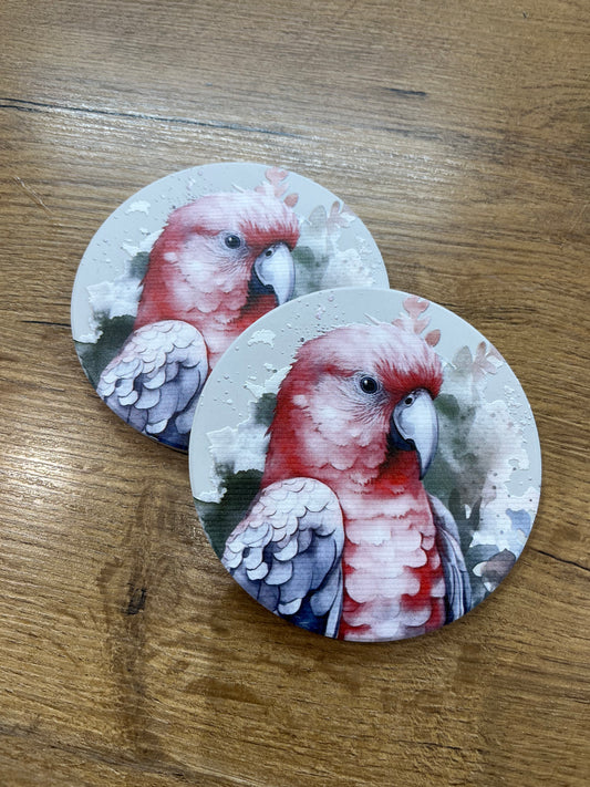 Ceramic Flower Coasters - Red Parrot