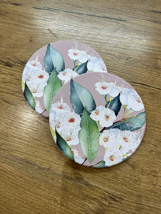 Ceramic Flower Coasters - White Flower