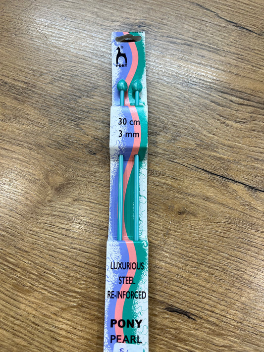Pony Pearl Knitting Needles 3mm 30 cm