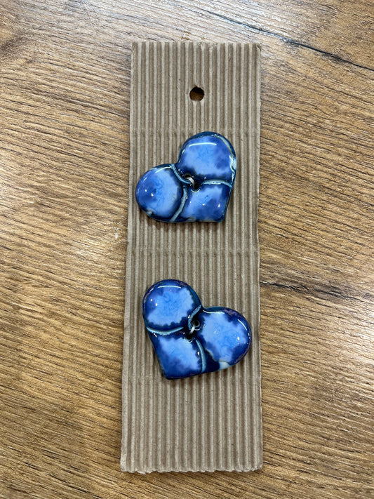 Hand Made Buttons - Navy Blue Heart