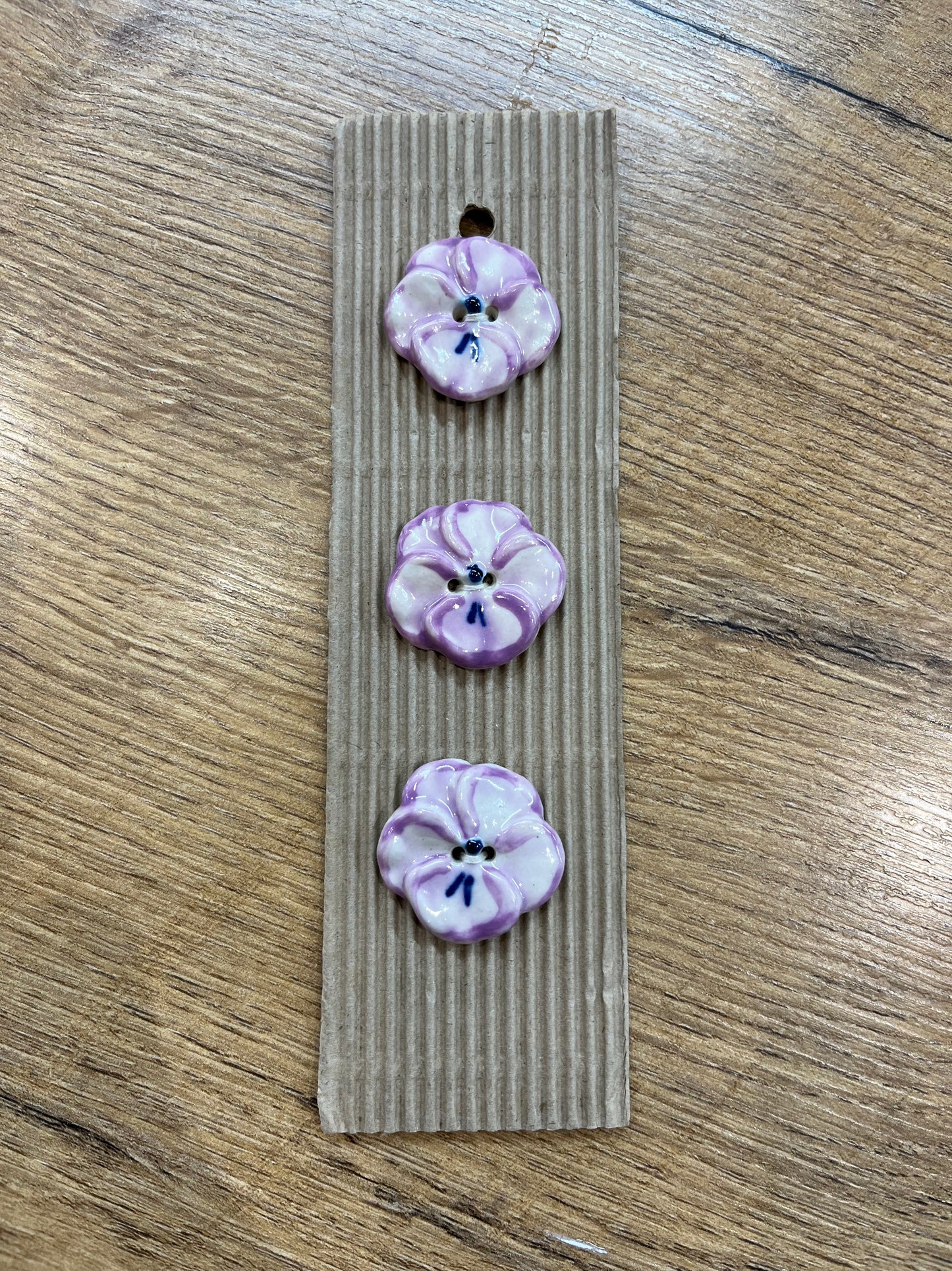 Hand Made Buttons - Pink Pansies