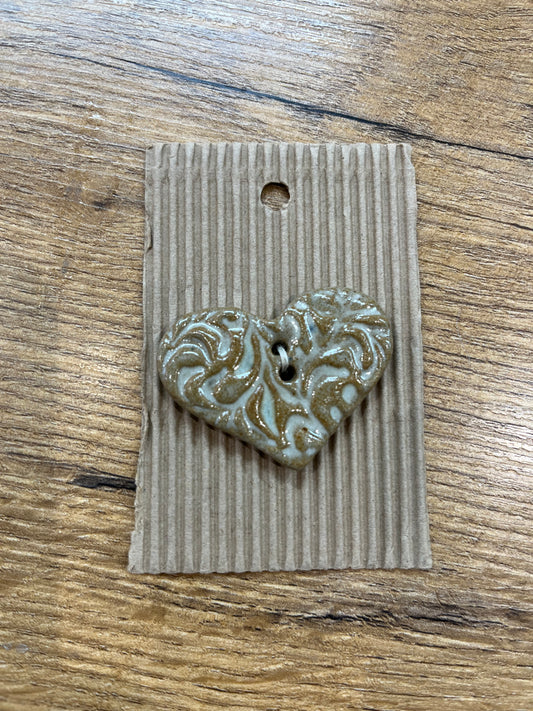 Hand Made Buttons -  Large Heart Button