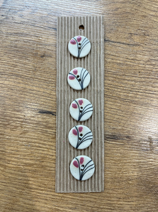 Hand Made Buttons - Cream Flower Stalk