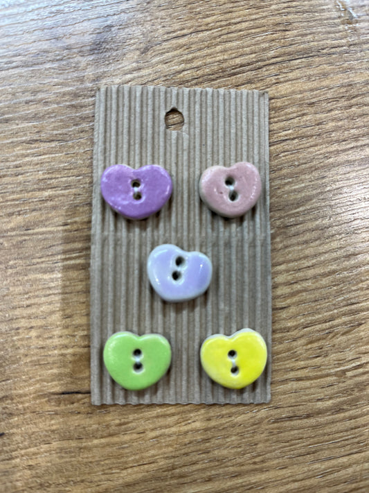 Hand Made Buttons - Small Multicolour Hearts