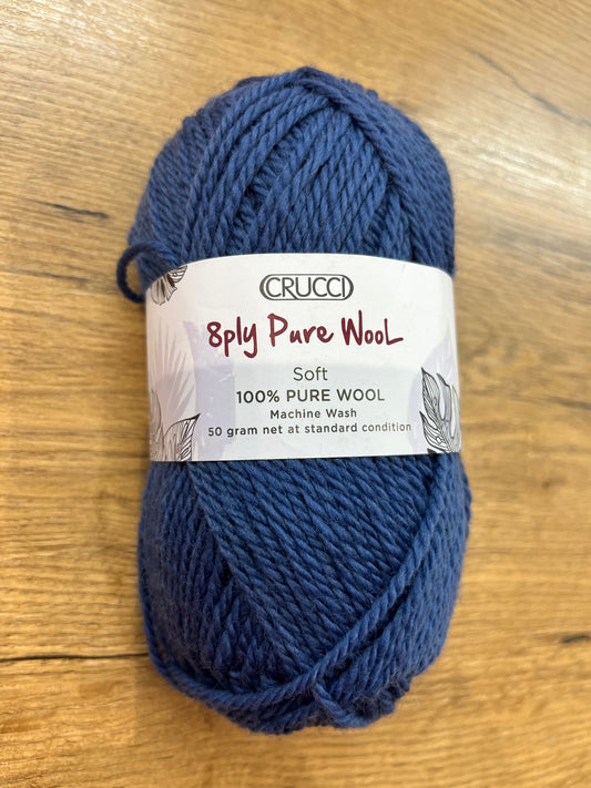 Crucci Pure Wool 8 ply  - Denim Blue