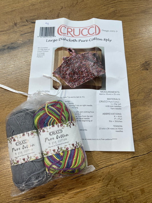 Crucci Cotton Dishcloth Knitting Kit