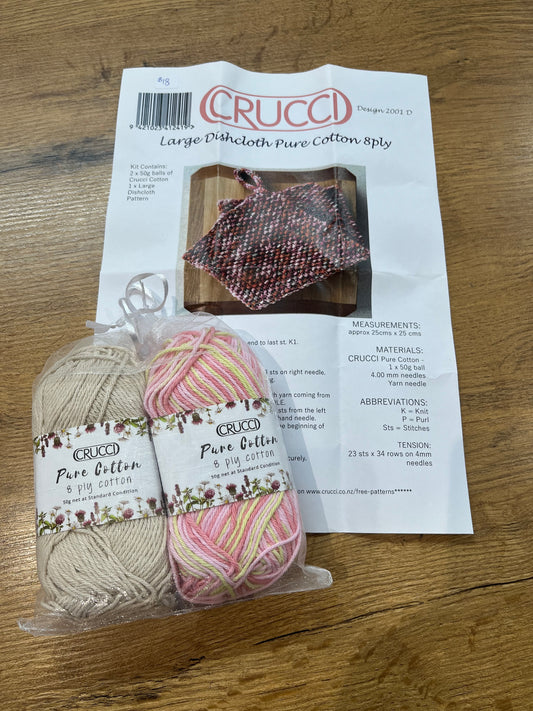 Crucci Cotton Dishcloth Knitting Kit