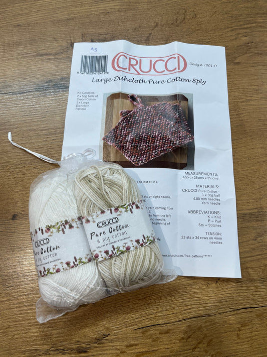 Crucci Cotton Dishcloth Knitting Kit