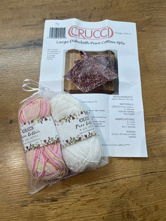 Crucci Cotton Dishcloth Knitting Kit