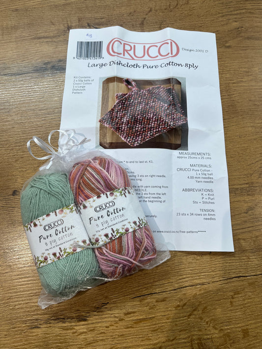 Crucci Cotton Dishcloth Knitting Kit