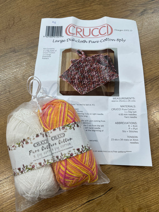 Crucci Cotton Dishcloth Knitting Kit