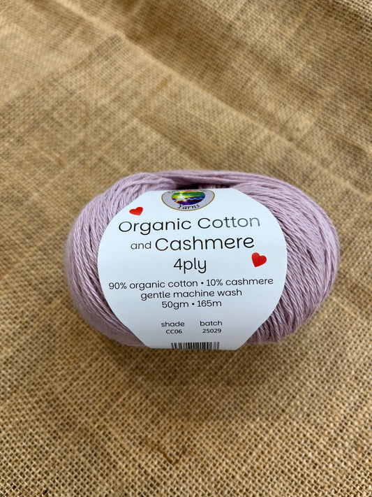 Organic and Cotton Cashmere 4 ply - Lilac