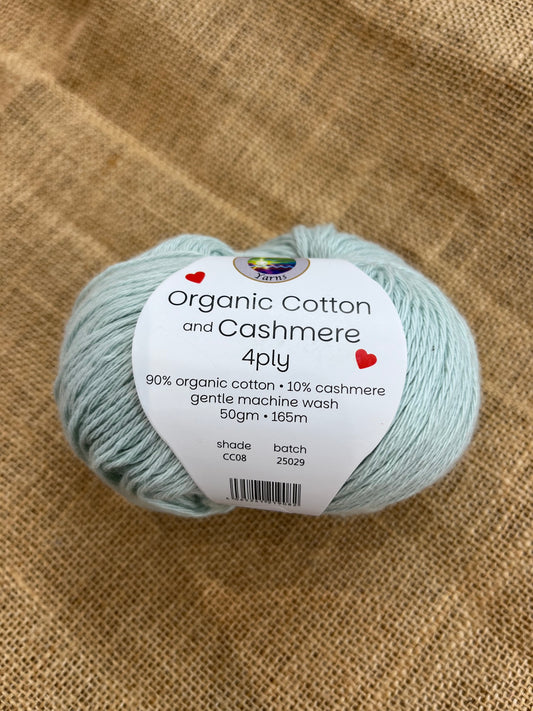 Organic and Cotton Cashmere 4 ply - Mint
