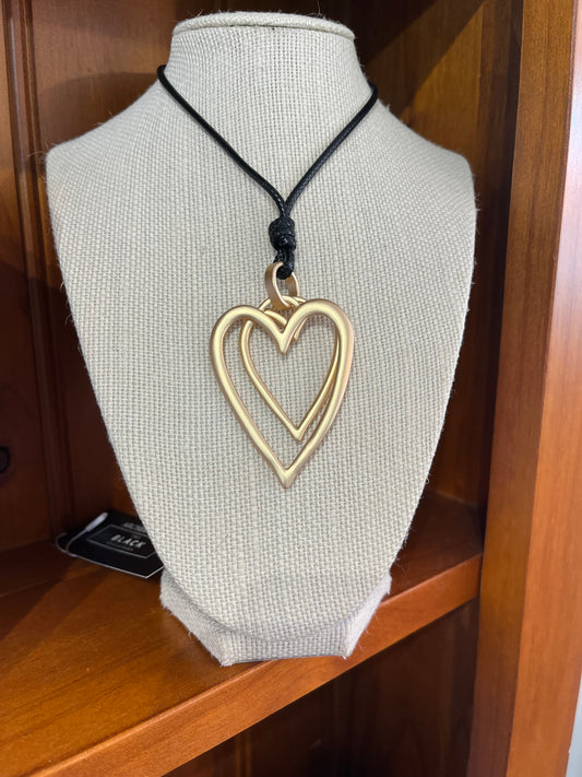 Double Heart Necklace - Gold