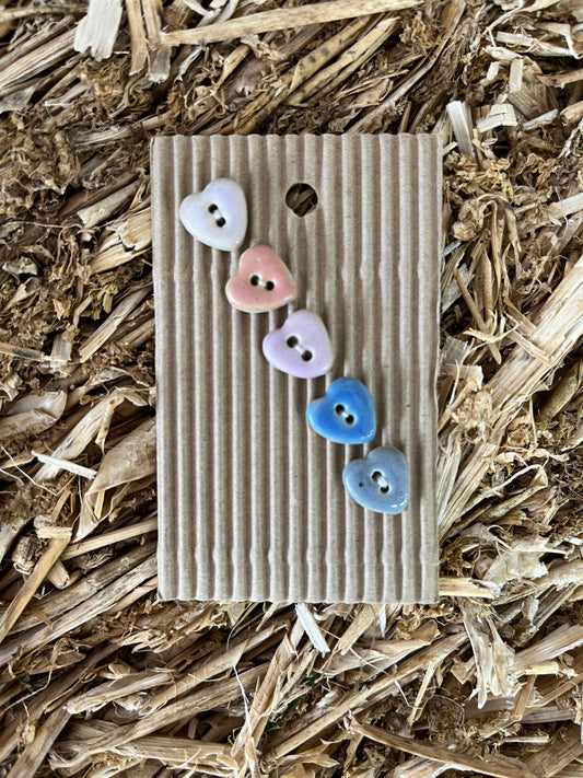 Hand Made Buttons - Mini Pastel Hearts