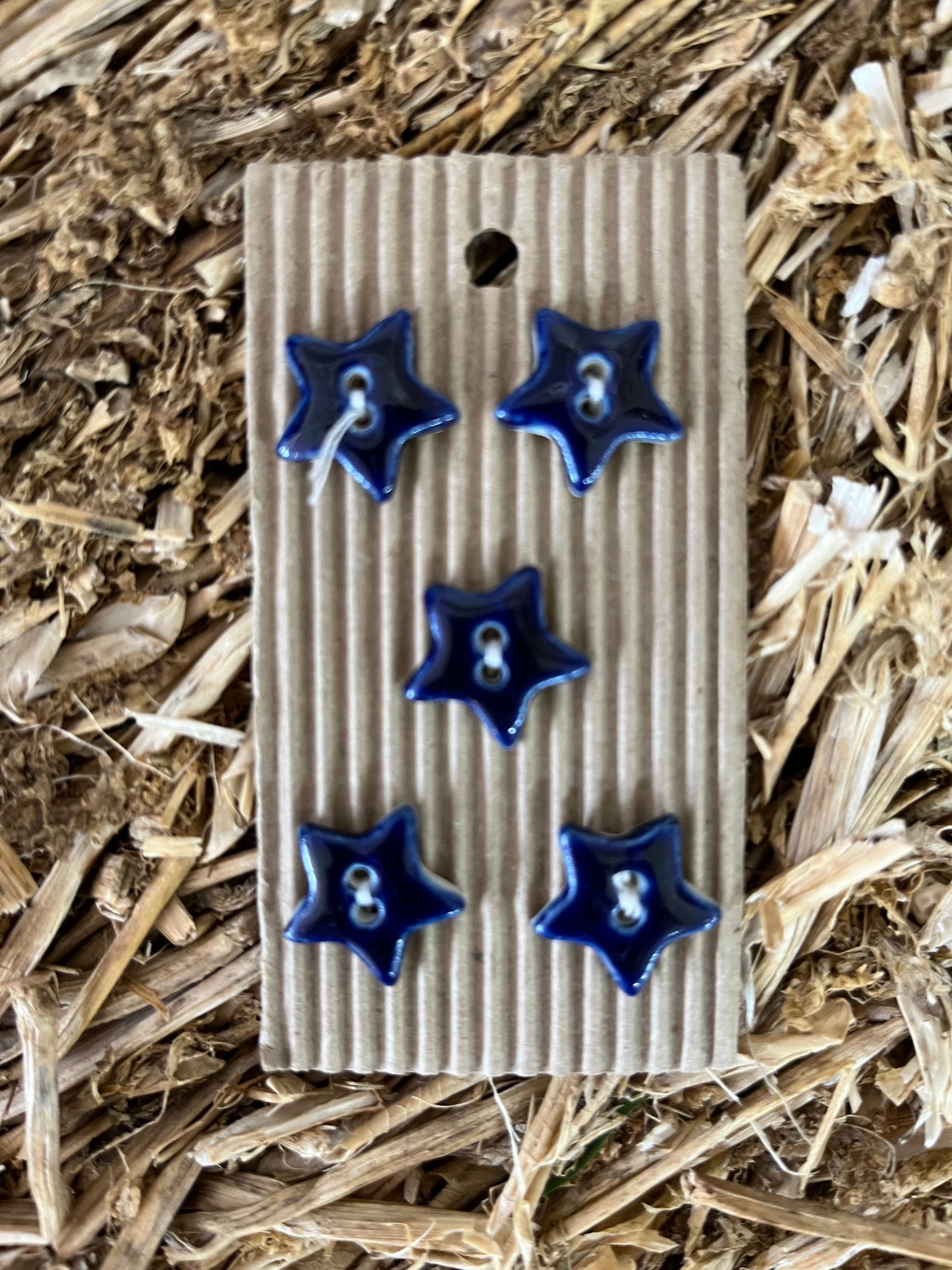 Hand Made Buttons - Navy Stars