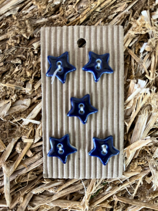 Hand Made Buttons - Navy Stars