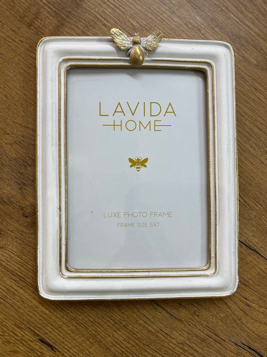 Bee Photo Frame - White and Gold
