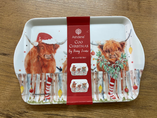 Highland Coo Christmas Scatter Trays