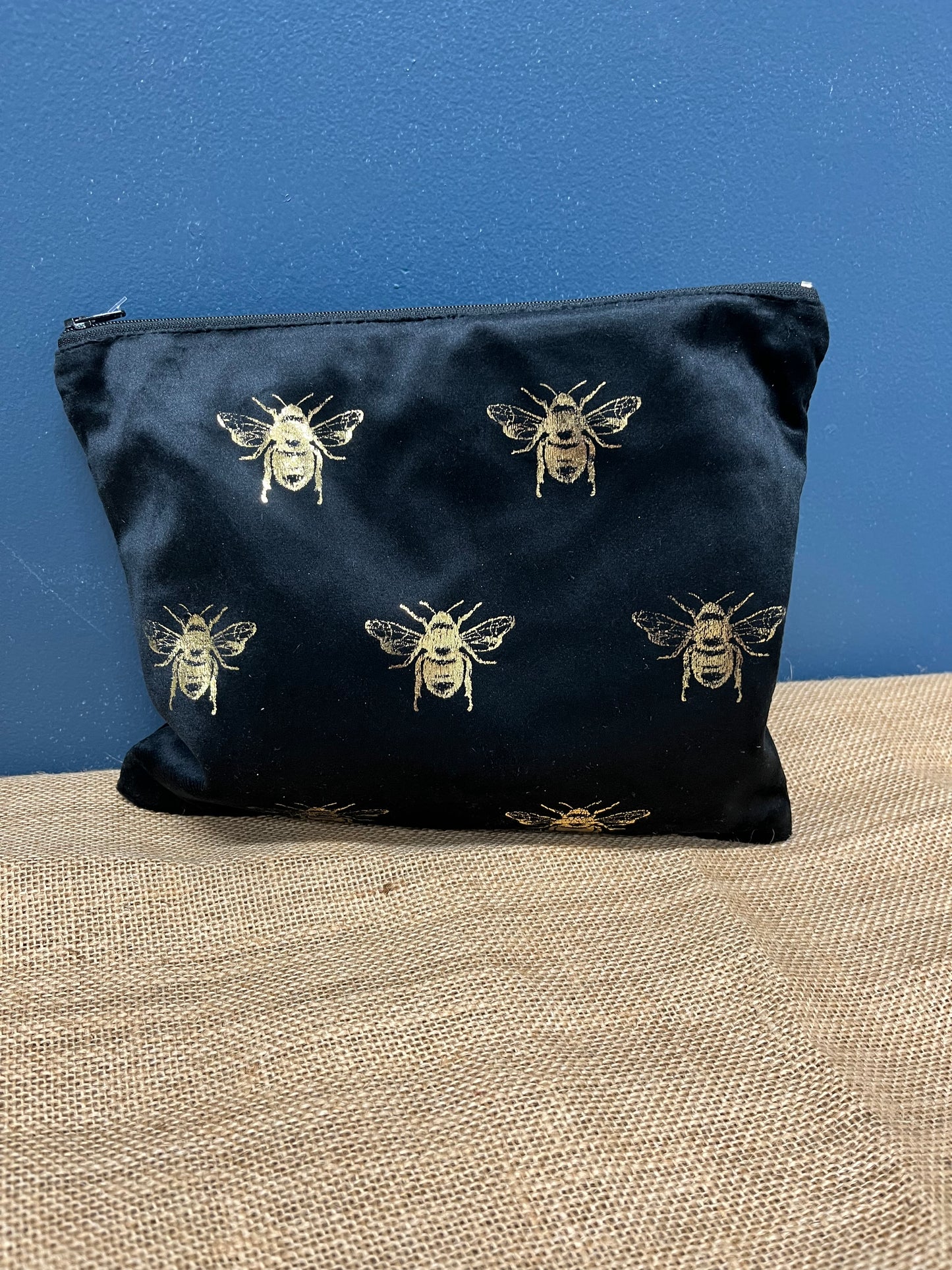 Black Velvet Bee Cosmetic Bag - Large