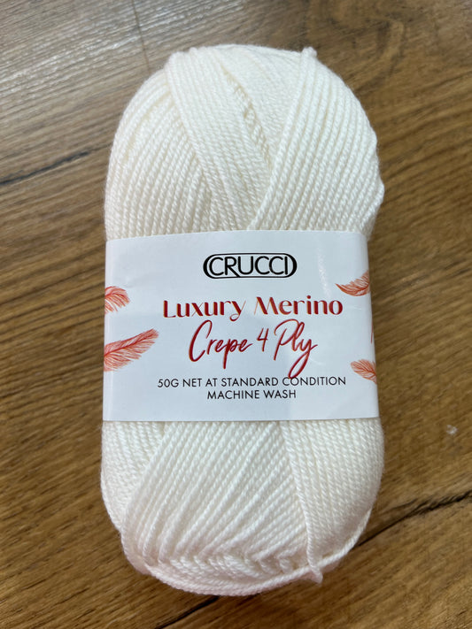 Crucci Luxury Merino Crepe 4 ply - White