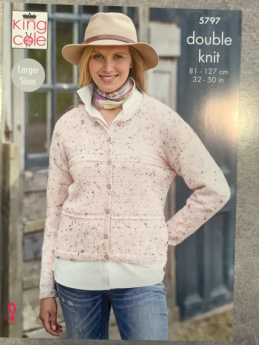 Ladies Round Neck Cardi - King Cole