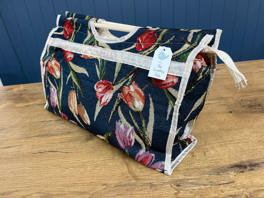 Knitting Storage Bag - Blue Tulips