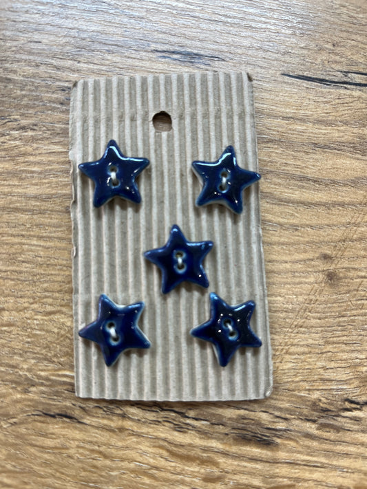 Hand Made Buttons - Navy Stars