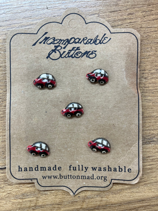 Hand Made Buttons - Red Cars