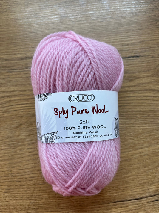 Crucci Pure Wool 8 ply  - Pale Pink