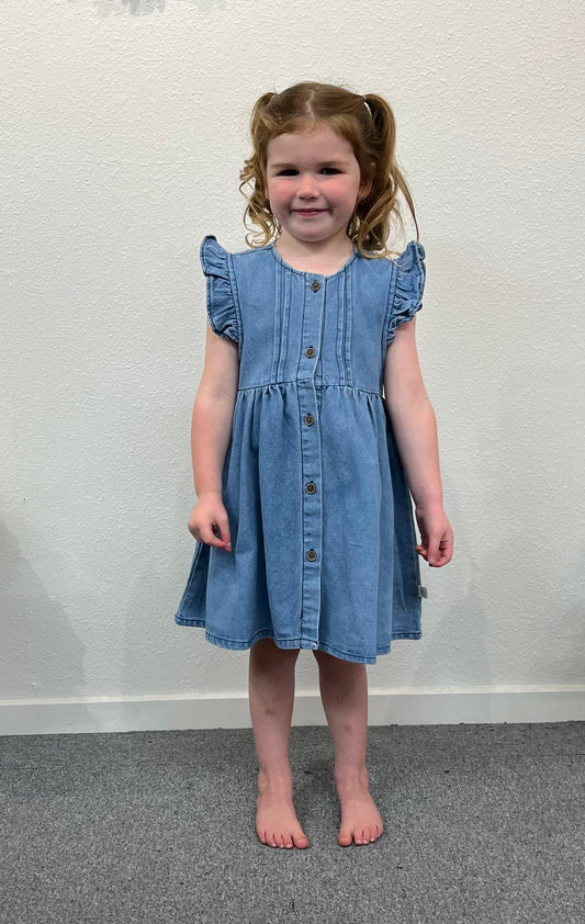 Cotton Girls Dress - Denim