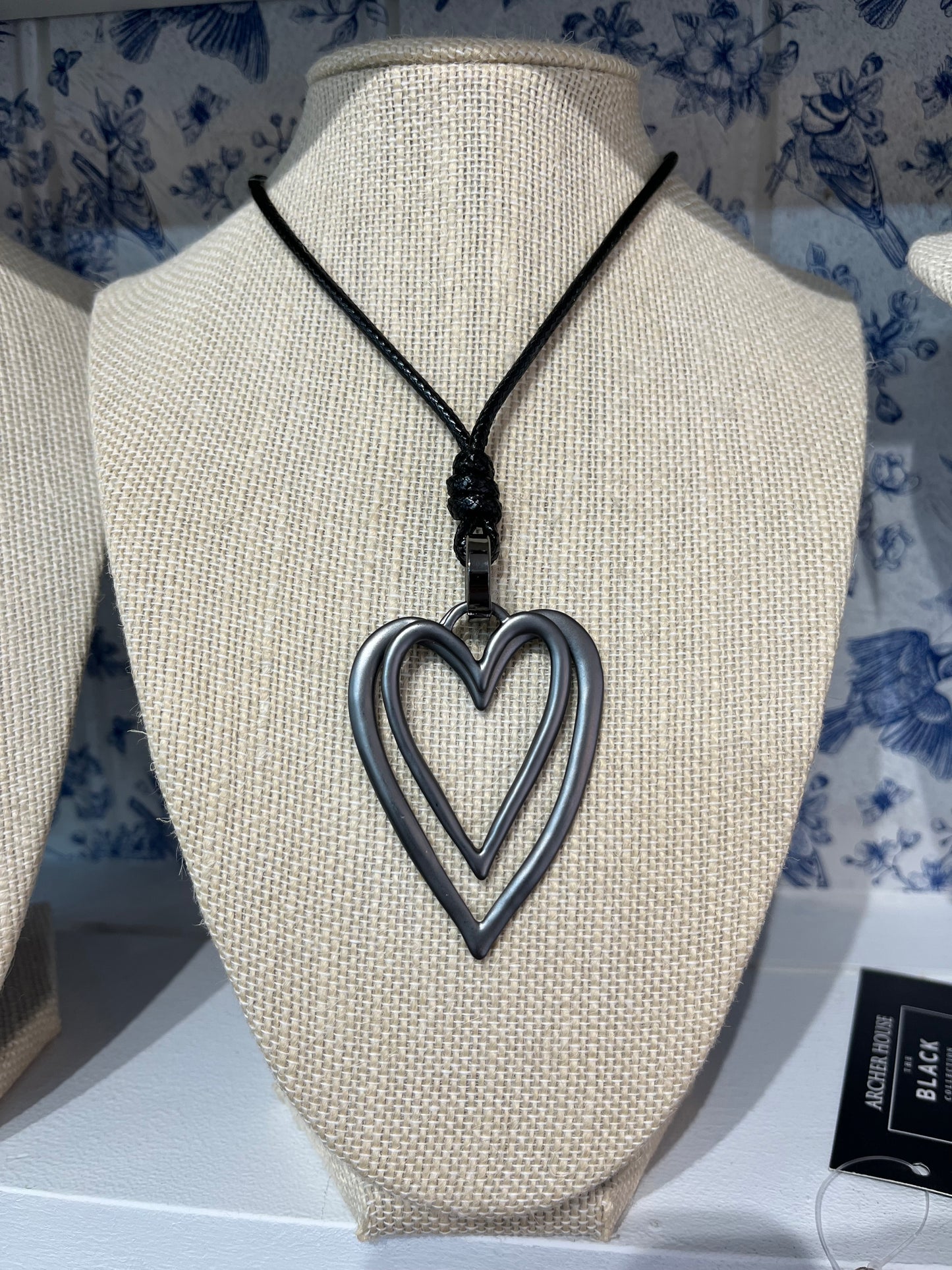 Double Heart Necklace - Pewter
