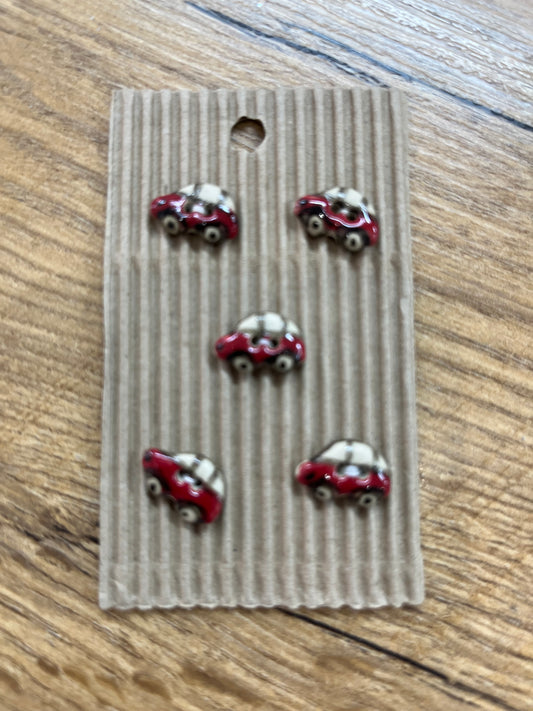 Hand Made Buttons - Red Cars
